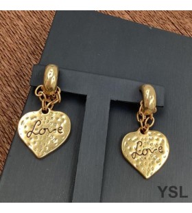 Yves Saint Laurent Láska Srdce Přívěsek Náušnice Kovové Zlaté