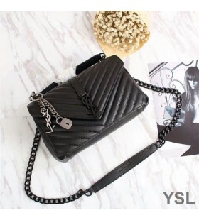 Yves Saint Laurent Střední Klasické Vysoké Řetězec Taška V Matelasse Kožené Černé