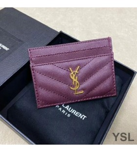 Yves Saint Laurent Monogram Pouzdro Na Vizitky V Zrnitá Matelasse Kůže Fialová/Zlatá