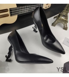 Yves Saint Laurent Opyum Čerpadla V Hladké Kůže s Černou Patou Černá
