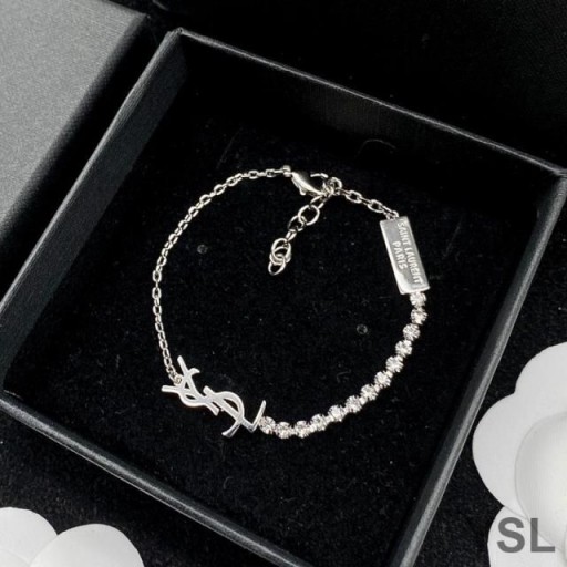 Yves Saint Laurent Opyum Charme Armbånd I Metal og Rhinestones Sølv