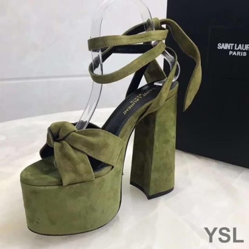 Yves Saint Laurent Paige Platform Sandaler I Ruskind Grøn