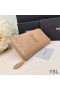 Yves Saint Laurent Store Cassandra Zip Omkring Wallet I Plisseret Matelasse Læder Apricot