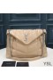 Yves Saint Laurent Medium Loulou Puffer Taske I Quiltet Lammeskind, Abrikos/Sølv
