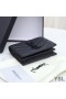 Yves Saint Laurent Monogram Flap Card Case In Grained Matelasse Leather Black
