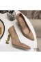 Yves Saint Laurent Opyum Pumps I Ruskind med Guld Hæl Abrikos