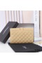 Yves Saint Laurent Lille Kuvert Flap Wallet I Blandet Kornet Matelasse Læder Abrikos/Guld
