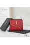 Yves Saint Laurent Lille Gaby Trifold-Wallet I Quiltet Lammeskind Rød/Guld