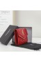 Yves Saint Laurent Lille Gaby Trifold-Wallet I Quiltet Lammeskind Rød/Guld