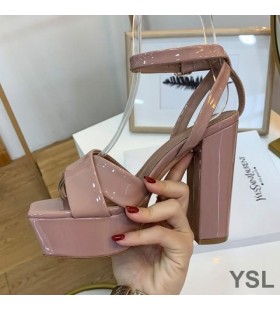 Yves Saint Laurent Candy Platform Sandals In Patent Leather Apricot