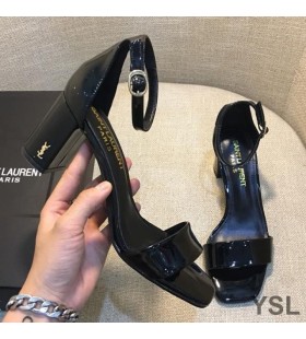 Yves Saint Laurent Loulou 70 Sandals In Patent Leather Black