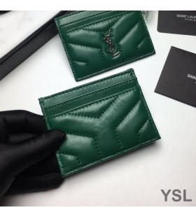 Yves Saint Laurent Monogram Kort Sag I Matelasse Lammeskind, Grøn/Guld