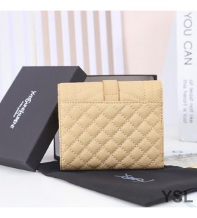 Yves Saint Laurent Lille Kuvert Trifold-Wallet I Blandet Kornet Matelasse LÃ¦der Abrikos/Guld