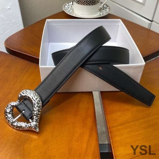 Yves Saint Laurent Hart Riem In Nappaleder Zwart/Zilver