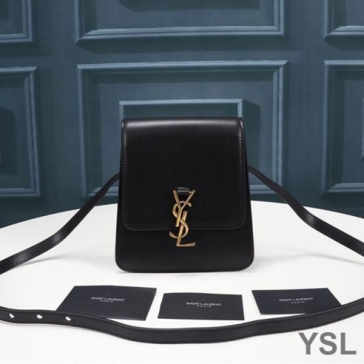 Yves Saint Laurent Kaia Noord/Zuid Satchel In Plantaardig Gelooid Leder Zwart/Goud