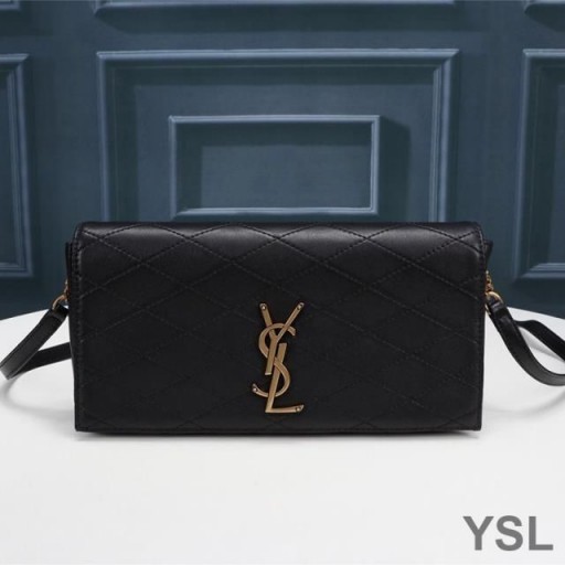 Yves Saint Laurent Kate 99 Chain Bag In Diamant Gewatteerde Lamsvel Zwart/Goud