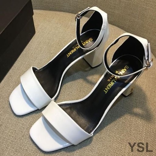 Yves Saint Laurent Loulou 70 Sandalen In Lak Wit