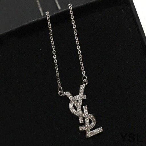 Yves Saint Laurent Opyum Hanger Ketting In Metaal en Kristal Zilver