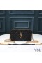 Yves Saint Laurent Becky Dubbel-Zip Zakje In Diamant Gewatteerde Lamsvel Zwart/Goud