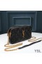Yves Saint Laurent Becky Dubbel-Zip Zakje In Diamant Gewatteerde Lamsvel Zwart/Goud