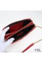 Yves Saint Laurent Becky Dubbel-Zip Zakje In Diamant Gewatteerde Lamsvel Rood/Goud