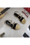 Yves Saint Laurent Cassandra Platte Sandalen Met Vijf Banden In Kalfsleer Goud