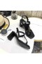 Yves Saint Laurent Cassandra Hakken Sandalen met Steunpunt Loop In Glad Leder Zwart