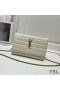 Yves Saint Laurent Cassandre Keten Portemonnee In Lamsvel Wit/Goud