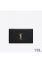Yves Saint Laurent Fragmenten Met Rits Bifold Portemonnee In Generfd Matelasse Leer Zwart/Goud