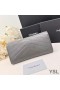 Yves Saint Laurent Grote Cassandra Bifold Portemonnee In Geplisseerd Matelasse Leder Grijs