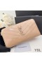 Yves Saint Laurent Grote Cassandra Zip Around Portemonnee In Geplisseerd Matelasse Leer Abrikoos