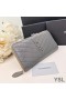 Yves Saint Laurent Grote Cassandra Zip Around Portemonnee In Geplisseerd Matelasse Leder Grijs