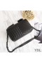 Yves Saint Laurent Medium Klassieke College Chain Bag In Matelasse Leer Zwart