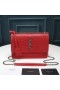 Yves Saint Laurent Medium Zonsondergang Chain Bag-In-Krokodil Reliëf Leer Rood/Zilver