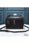 Yves Saint Laurent Medium Zonsondergang Satchel In Glad Leder Zwart/Goud