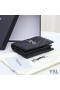 Yves Saint Laurent Monogram Flap Card Case In Generfd Matelasse Leer Zwart/Zilver