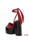 Yves Saint Laurent Paige Platform Sandalen In Leren met Hartjes Motief Rood