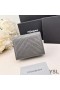 Yves Saint Laurent Kleine Cassandra Bifold Portemonnee In Geplisseerd Matelasse Leder Grijs