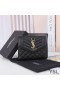 Yves Saint Laurent Kleine Envelop In Drieën Vouwen Portemonnee In De Gemengde Korrel Matelasse Leer Zwart/Goud