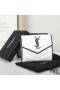 Yves Saint Laurent Kleine Envelop In Drieën Vouwen Portemonnee In De Gemengde Korrel Matelasse Leer Wit/Zwart
