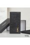 Yves Saint Laurent Kleine Monogram Continentale Portemonnee In Crocodile Reliëf Leer Zwart/Goud
