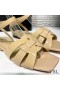 Yves Saint Laurent Tribute Platte Sandaal In Lakleer Beige