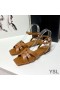 Yves Saint Laurent Tribute Platte Sandaal In Soepel Leer Bruin
