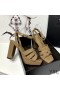 Yves Saint Laurent Tribute Platform Sandaal In Lakleer Khaki