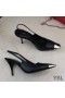 Yves Saint Laurent Vesper Slingback Pumps In Leer Zwart