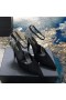Yves Saint Laurent Vesper Slingback Pumps In Tweed en Leer met Sling Kettingen Zwart/Zilver