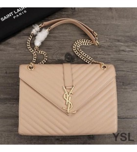 Yves Saint Laurent Grote Envelop Chain Bag In Matelasse Leer Apricot/Gold