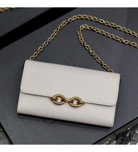 Yves Saint Laurent Le Maillon Keten Portemonnee In Glanzend Leer Wit