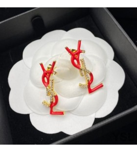 Yves Saint Laurent Opyum Oorbellen In Metalen, Emaille en Kristallen Goud/Rood