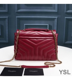 Yves Saint Laurent Kleine Loulou Chain Bag In Y Matelasse Leer Rood/Goud